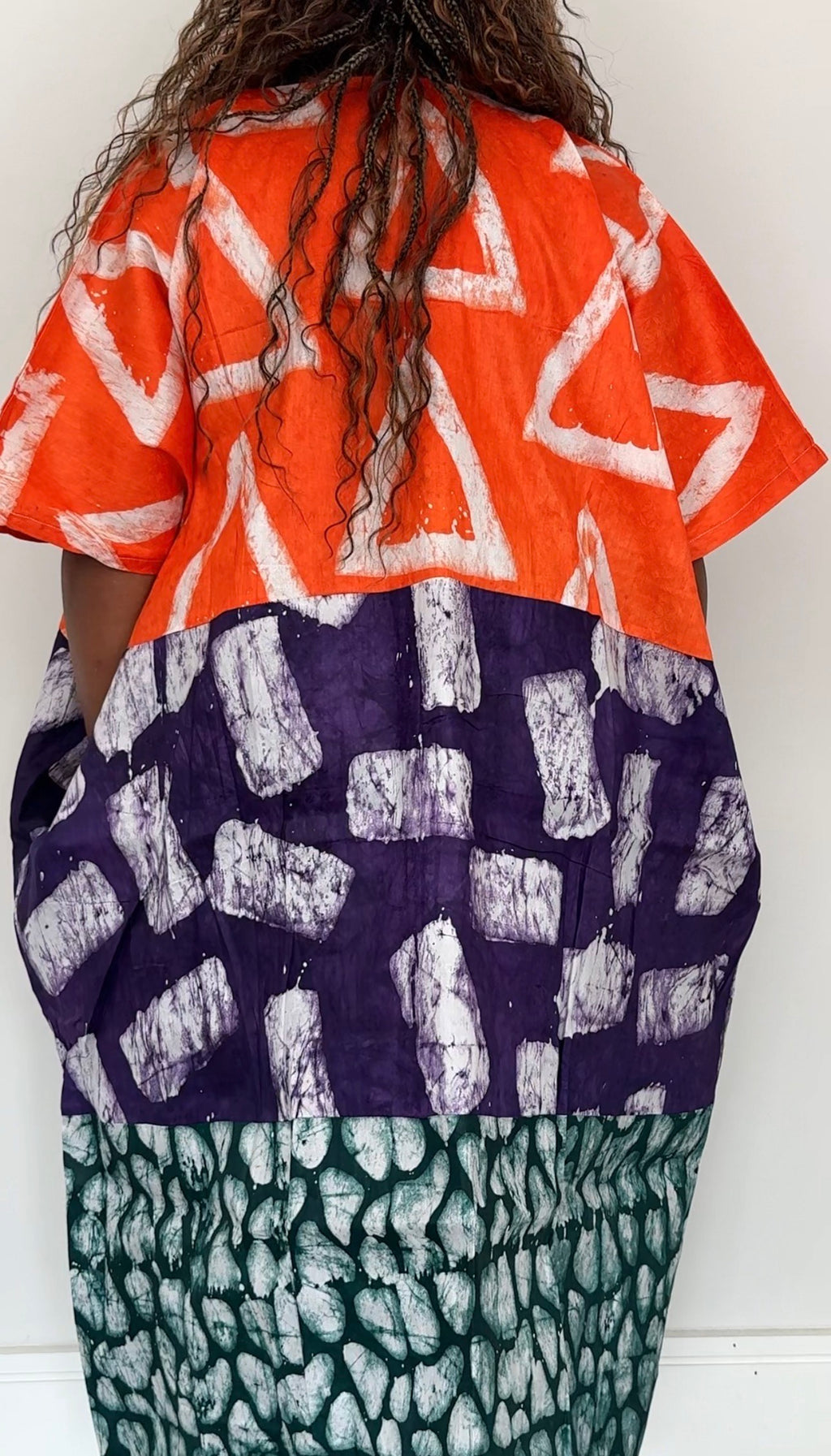Long Length Multi-Print Ankara Handmade Bubu Dress with Aso Oke Details