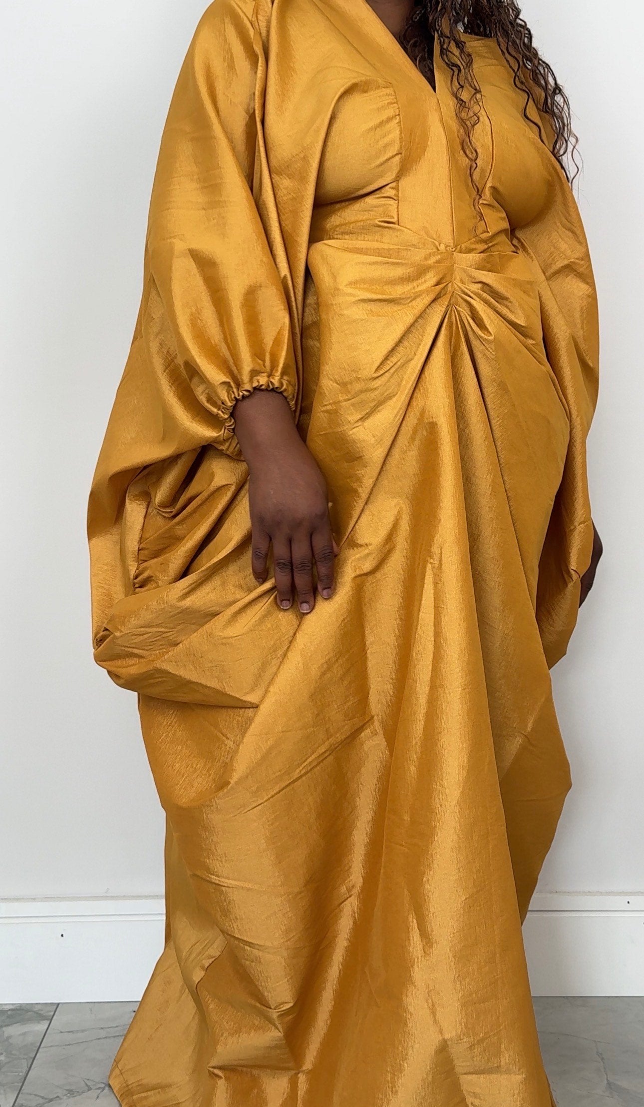 Yellow Ruched Handmade Bubu Dress