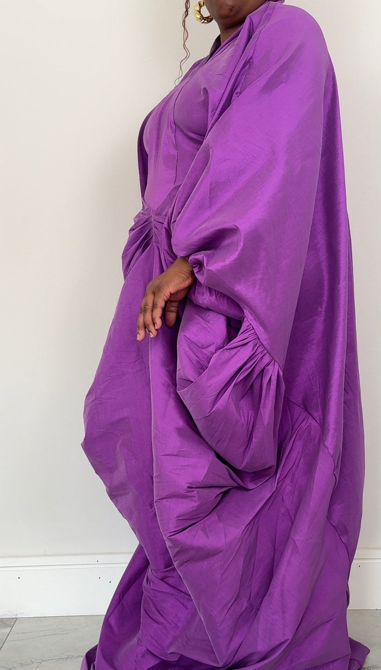 Purple Ruched Handmade Bubu Dress